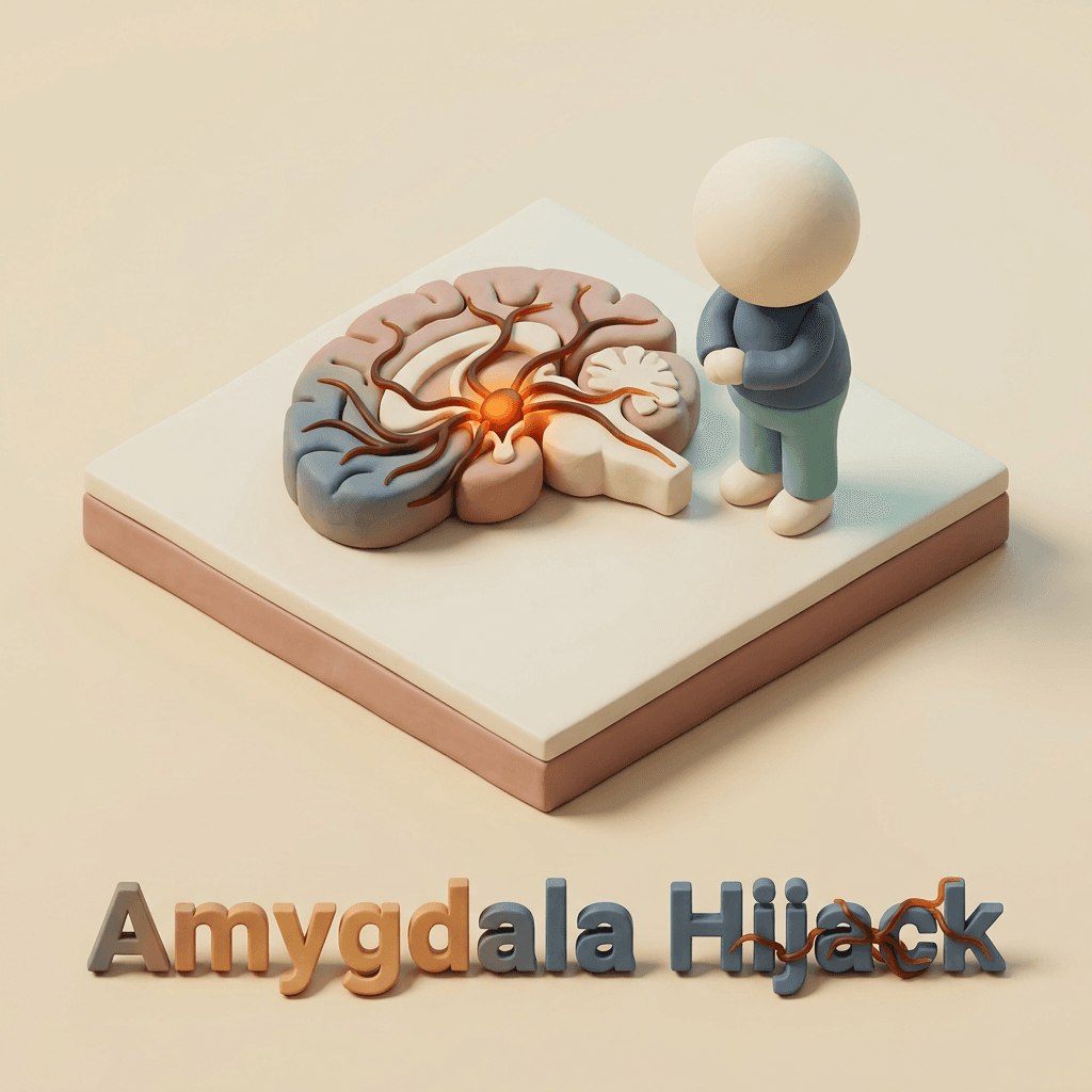 Illustration of amygdala hijack — when the nervous system becomes overwhelmed