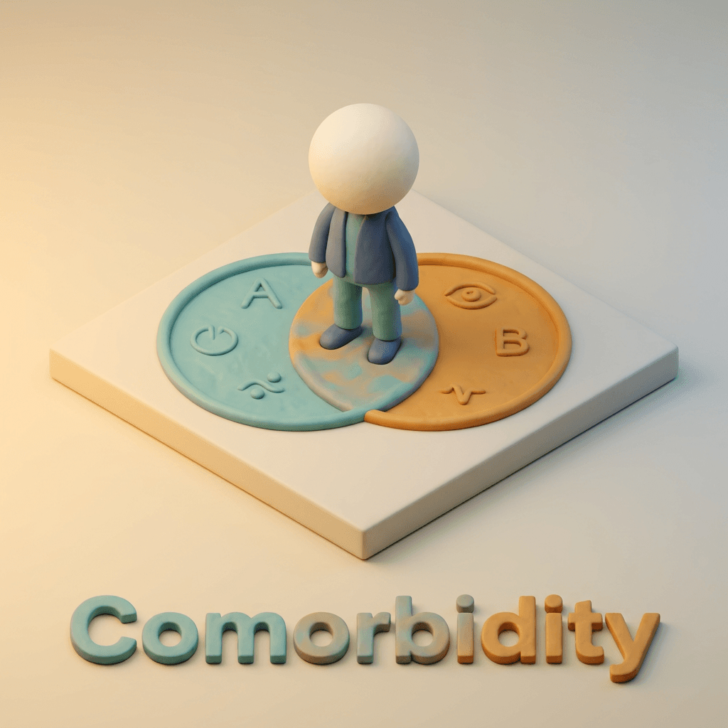 Illustration of comorbidity — autism and OCD co-occurring in the same person