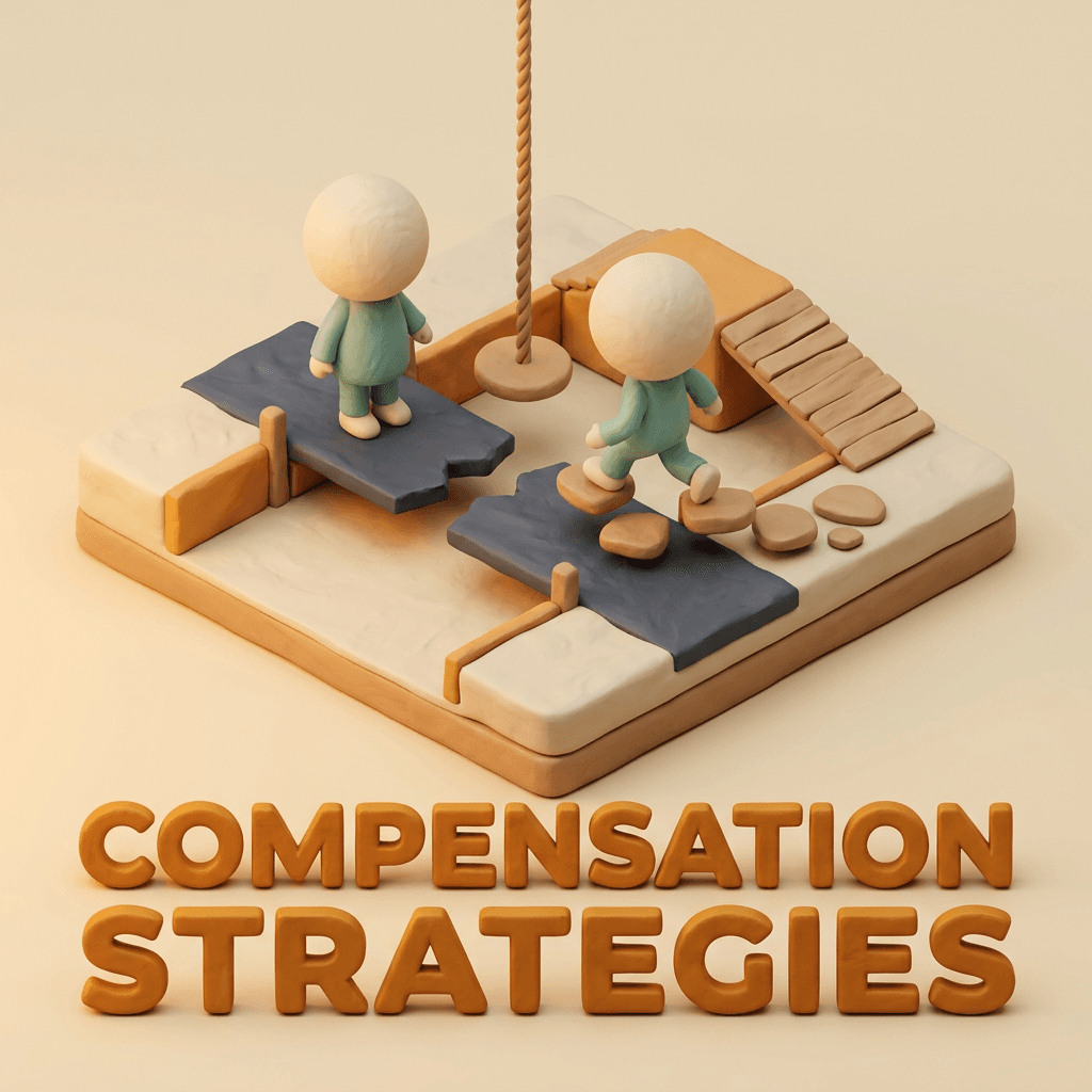 Clay illustration representing compensation strategies for navigating NHS systems