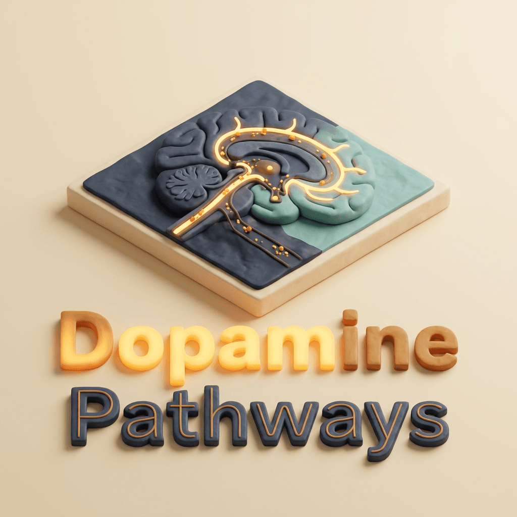 Illustration of dopamine pathways in the brain relevant to ADHD