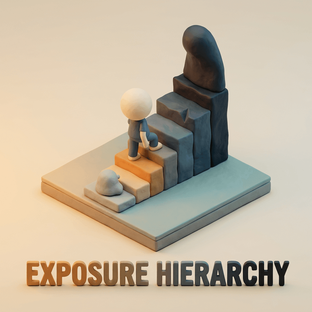 Illustration of an exposure hierarchy — the graduated step structure used in ERP therapy for OCD