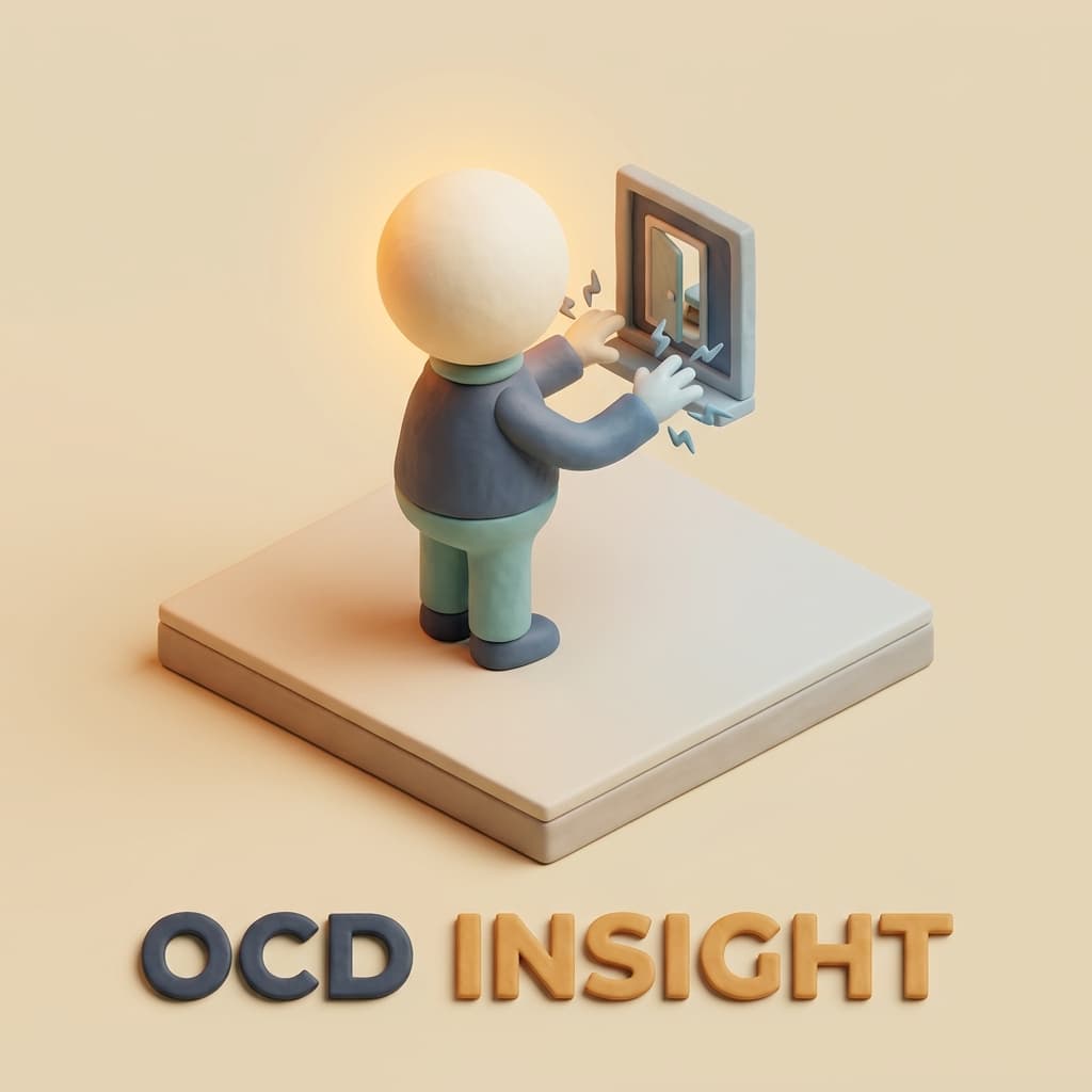 Illustration representing clinical insight into OCD — distinguishing ego-dystonic intrusions from ego-syntonic traits