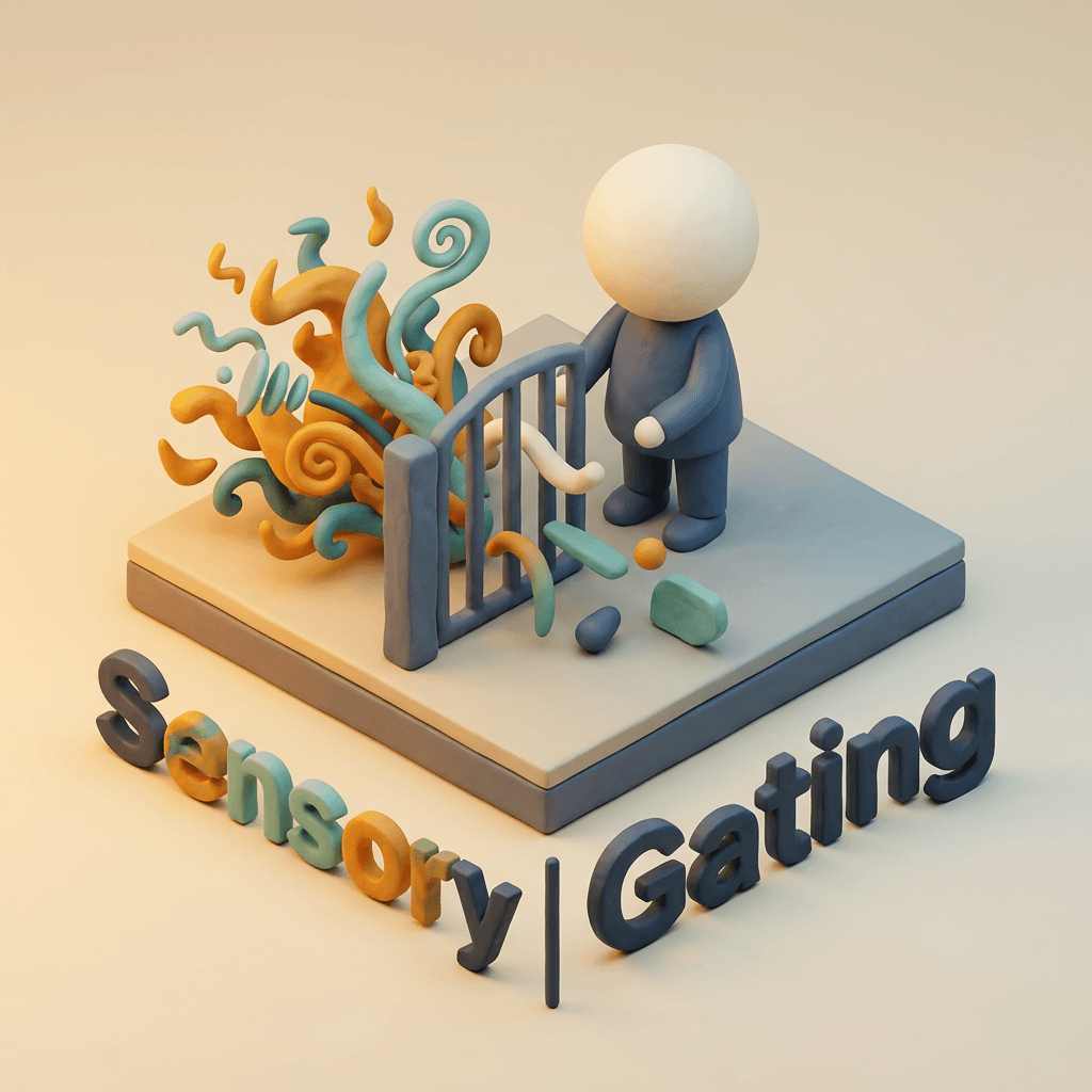 Illustration of sensory gating — the neural process filtering irrelevant input