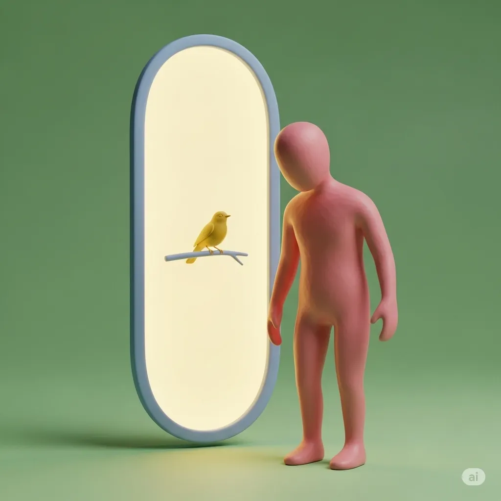 Clay illustration of identity and self-reflection