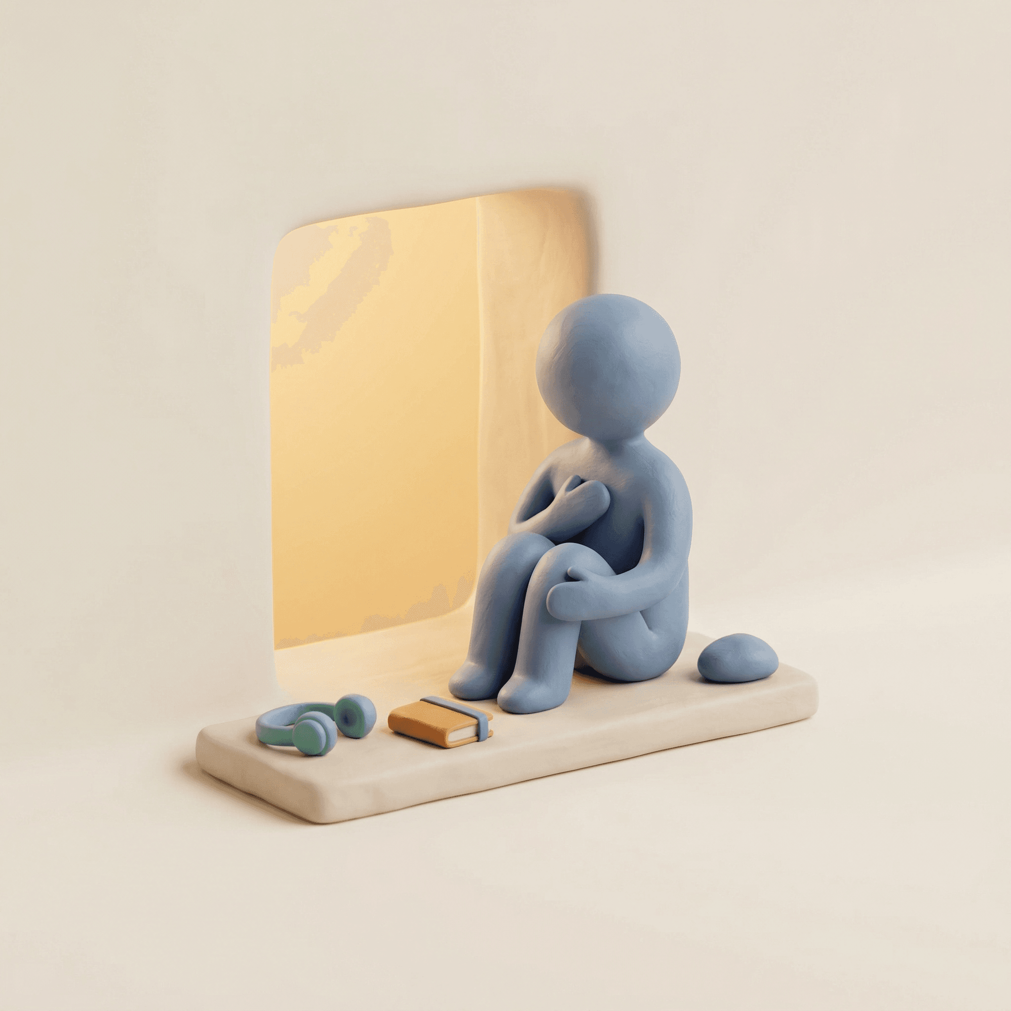 Clay kaleidoscope eye illustration representing self-reflection