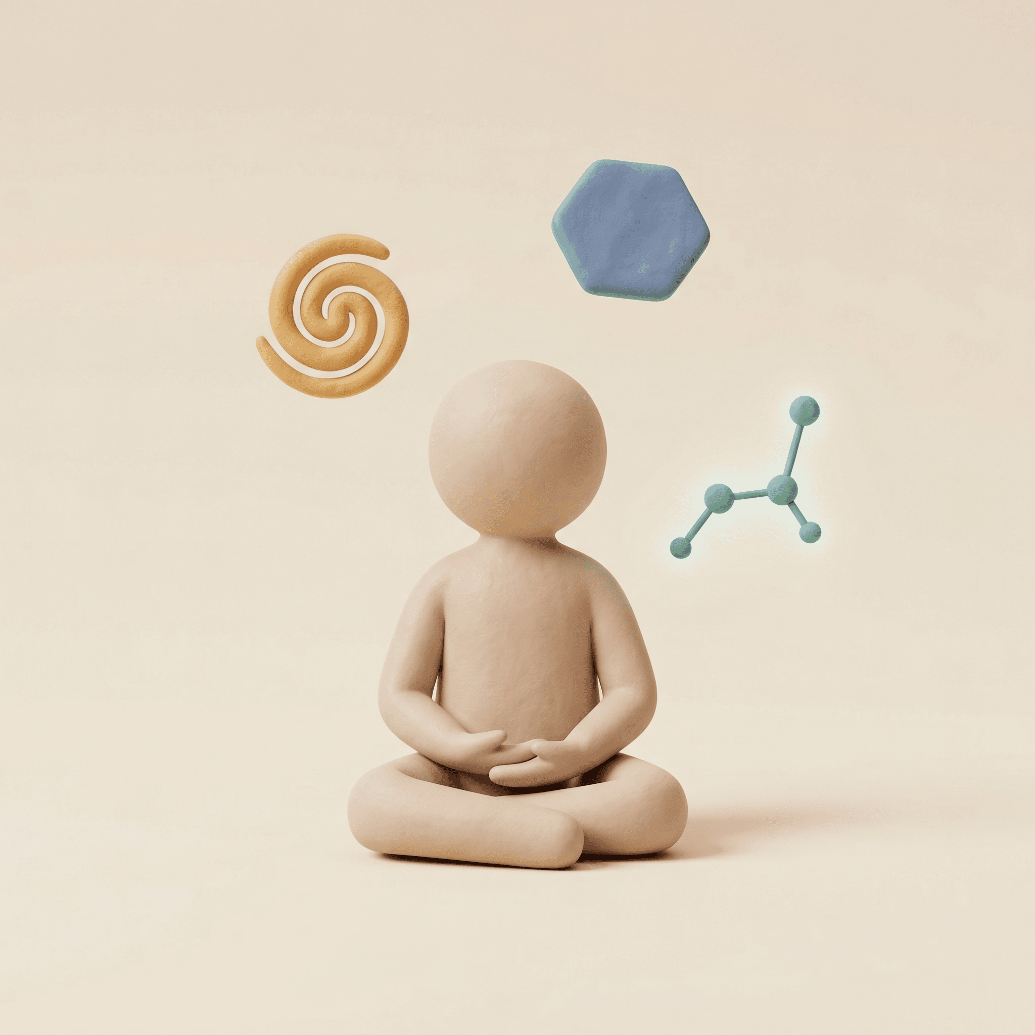 Clay illustration of a glowing brain