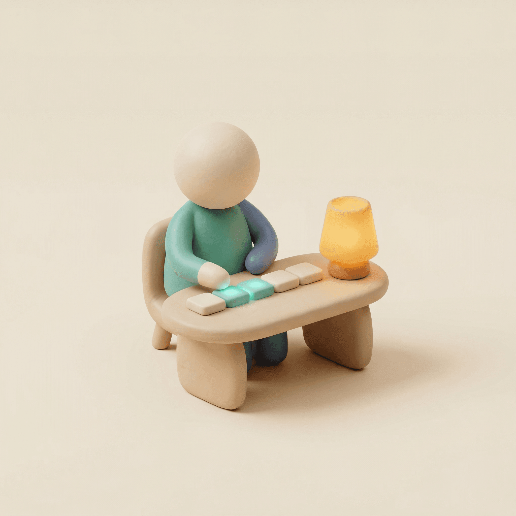Clay illustration of thinking patterns