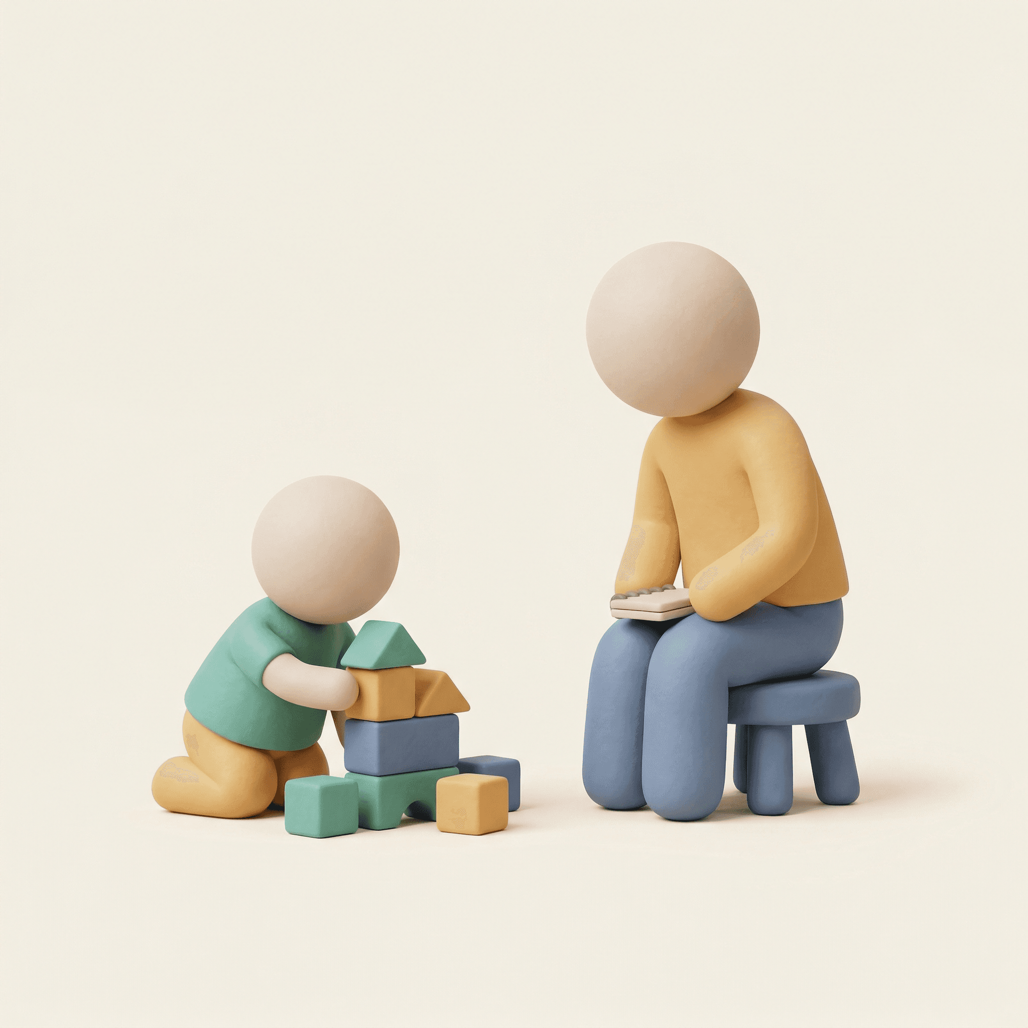 Clay illustration of attention styles