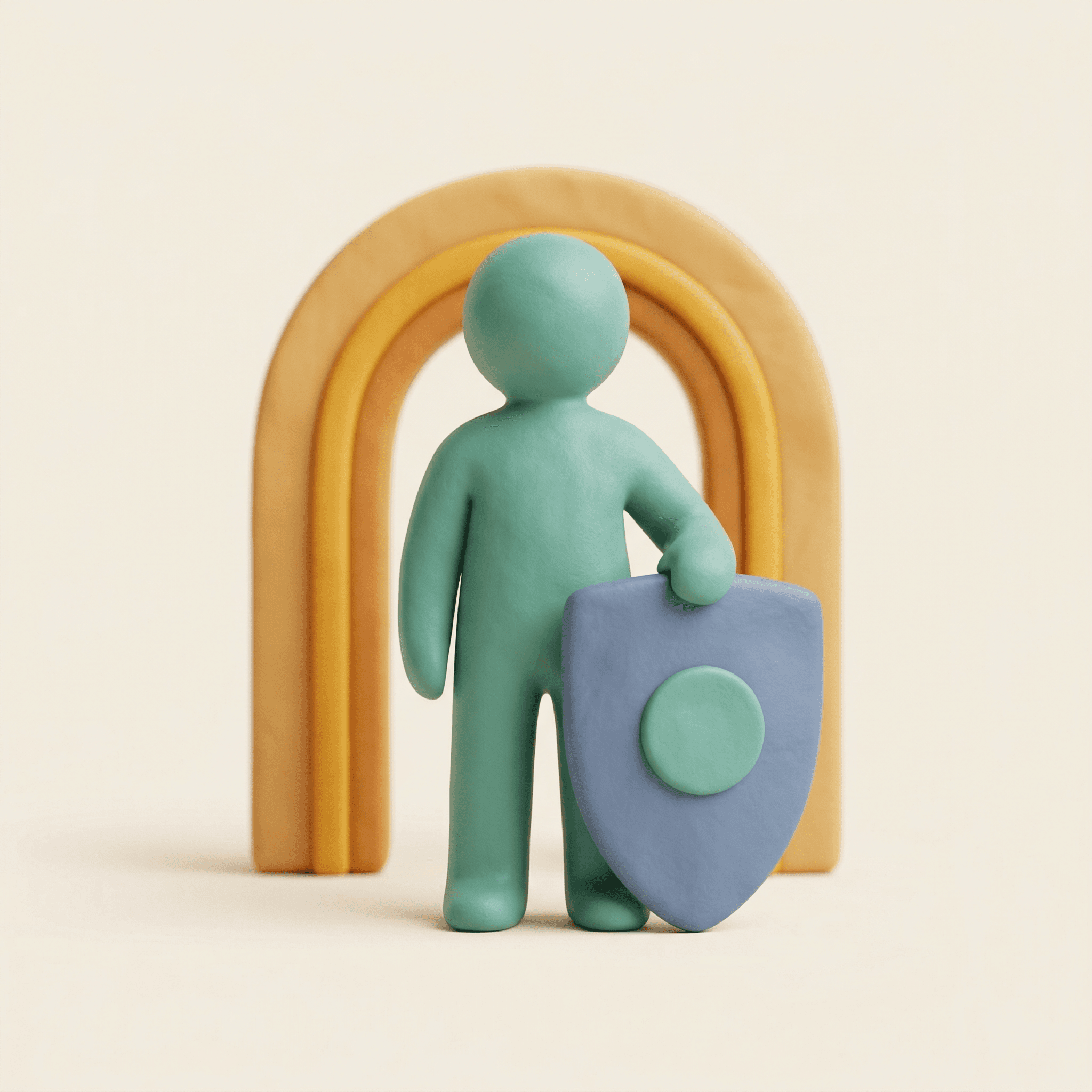 Clay shield illustration representing rights protection