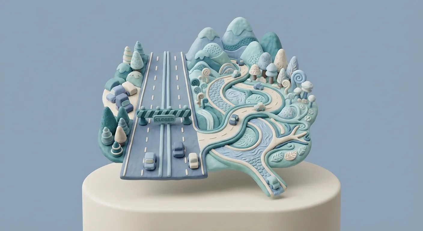 The Alternative Route: Imagine a highway with a closed lane. Most drivers take the left lane to read. Dyslexic brains build scenic routes through the right hemisphere — slower for decoding, but rich with context, pattern, and meaning.