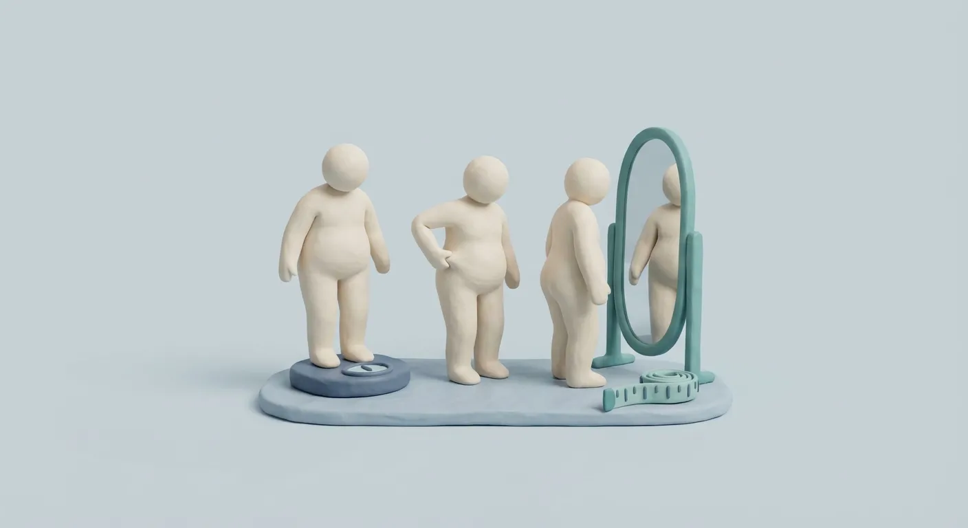 Frequent weighing or prolonged mirror checking — The Funhouse Mirror