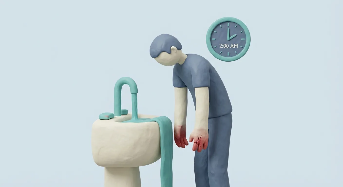 Washing hands repeatedly until they're raw and cracked — The Contamination Spiral